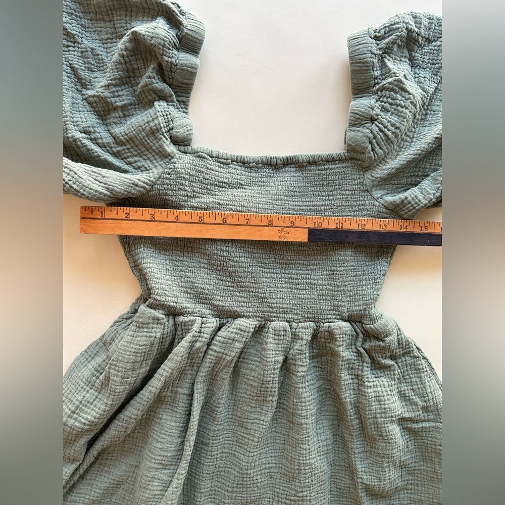 Madewell Sage Green Mini Dress with Puff Sleeves - Picture 4 of 8